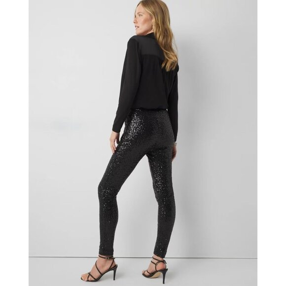WHITE HOUSE BLACK MARKET WHBM Black Sequin Leggings Size Small NEW NWT - Picture 4 of 5